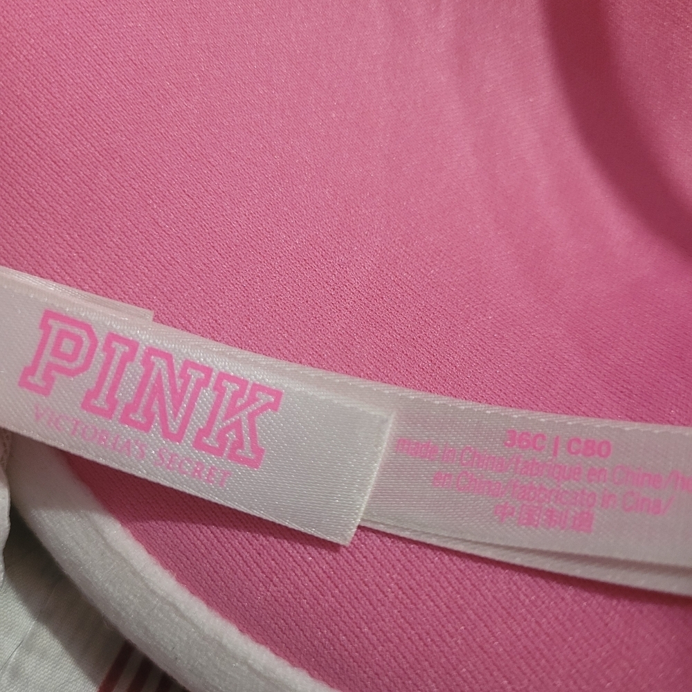 Pink Victoria Secret Leopard Print Lace Bra In Pink and White Size 36C - Picture 4 of 4